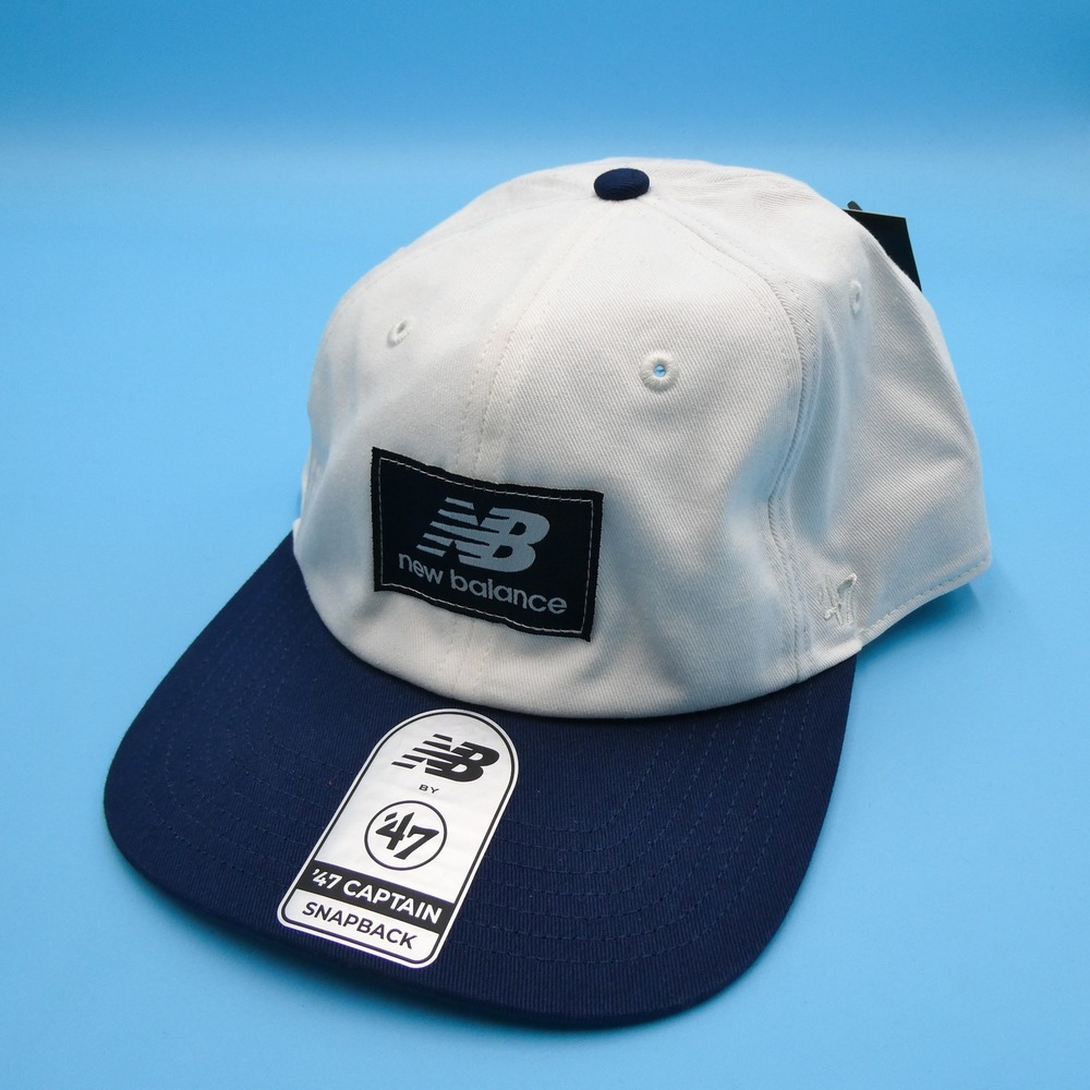 New Balance Hat Mens One Size 47 Captain Snapback White Navy Blue Logo Cap